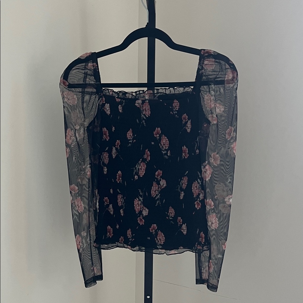 Elegant Sheer Floral Women's Blouse